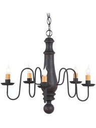 Medium Norfolk Chandelier in Black Over Red Color.